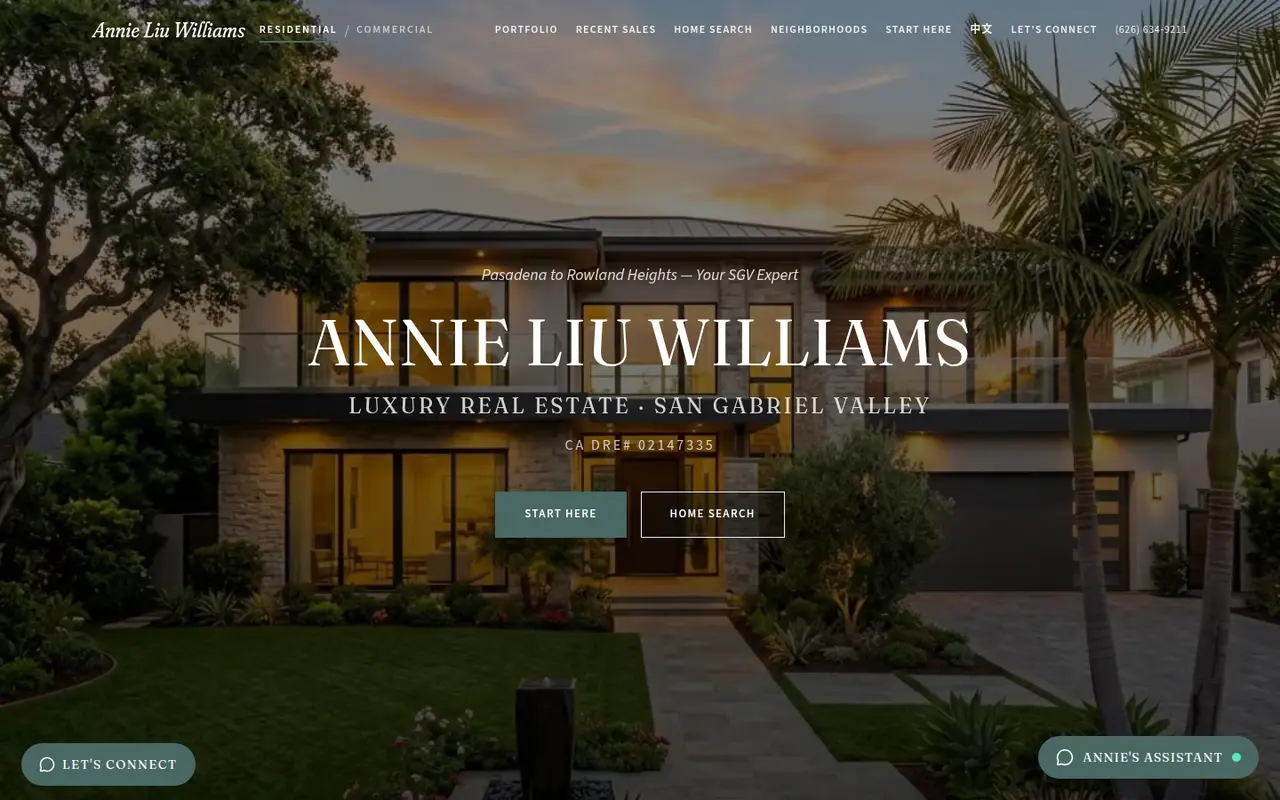 Live homepage of Annie Liu Williams
