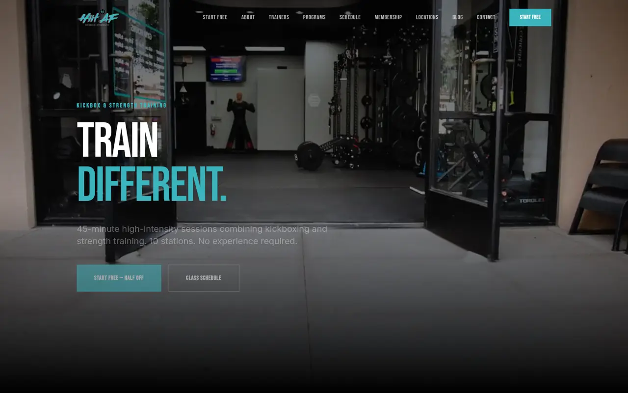 Live homepage of HIITAF