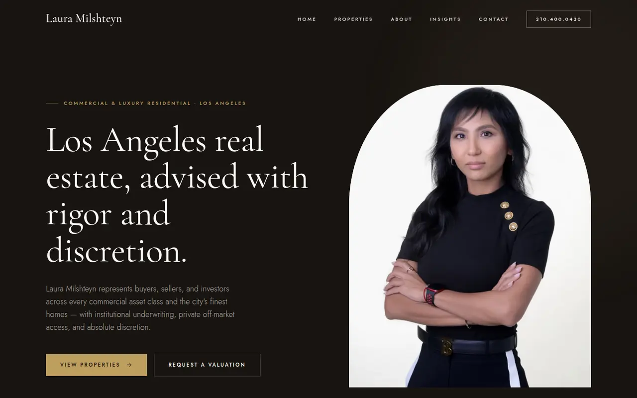 Live homepage of Laura Milshteyn